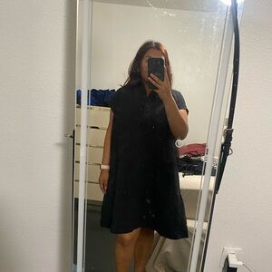 Athleta Black A-Line Sleeveless Polo Collar Mini Dress